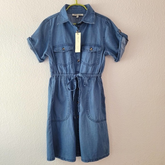 Speed LImit MPH Other - Speed Limit MPH Girls Chambray Drawstring Waist Button Front Shirt Dress Size 10